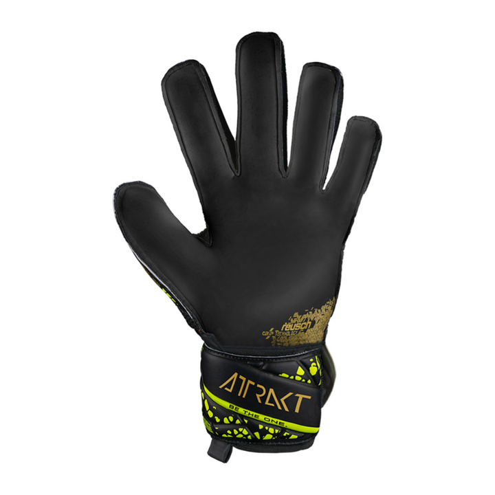 Reusch Attrakt Infinity Finger Support Goalkeeper Gloves- Black/Gold/Yellow