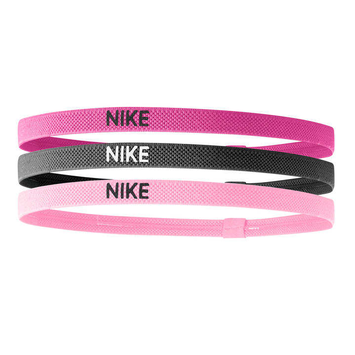 Nike Elastic Headbands- 3 Pack- Pink/Black/Pink