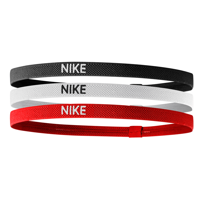 Nike Elastic Headbands- 3 Pack- Red/White/Black